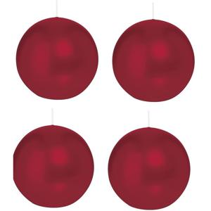 Trend Candles Bolkaars glad - 4x - bordeaux rood - 7 cm - 16 branduren - ronde kaarsen