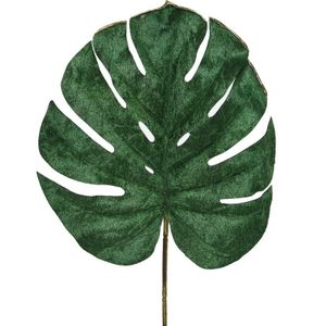 Groene fluwelen Monstera/gatenplant kunsttak kunstplant 80 cm