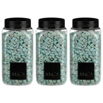 Mica Decorations decoratie steentjes - 3x - lichtblauw - 1 kilo - 650ml - hobby steentjes