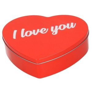 Rood I Love You hart blik cadeau snoepblik/bewaarblik 18 cm