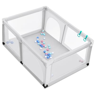 Babybox met 50 Speelballen en 2 Deuren Baby Speelbox Grondbox 120 x 190cm Grijs