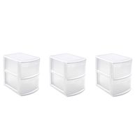 Set van 3x stuks ladeblokken/bureau organizers met 2 lades wit/transparant 39 x 29 x 40 cm