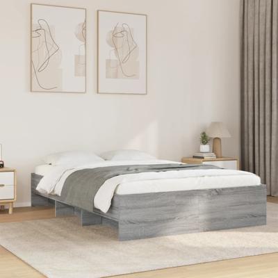 Bedframe bewerkt hout grijs sonoma eikenkleurig 135x190 cm
