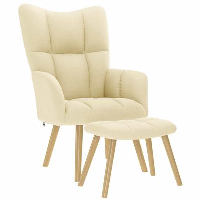 Relaxstoel met voetenbank stof crmekleurig