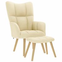 Relaxstoel met voetenbank stof crmekleurig