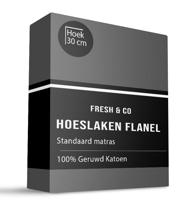 Hoeslaken Katoen Flanel Outlet 160x200 Cm Antraciet Fresh And Co - Dekbed-Discounter.nl
