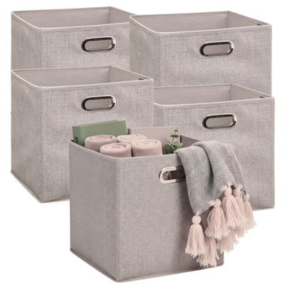 5Five Opbergmandjes - 5x - beige - stof - inhoud 29 liter - 31 x 31 x 31 cm - Kast opberg box
