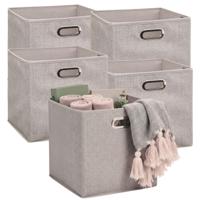 5Five Opbergmandjes - 5x - beige - stof - inhoud 29 liter - 31 x 31 x 31 cm - Kast opberg box