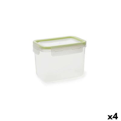 Hermetische Lunchtrommel Quid Greenery Transparant Plastic Rechthoekig 1,05 L (4 Stuks)