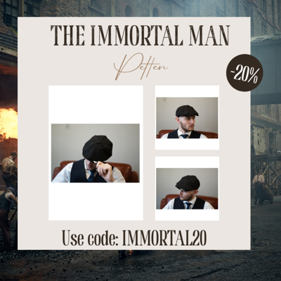 Archie Cap | Zwart | 8-panelen | 100% Wol Twill | Peaky Blinders