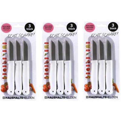Haushaltshelden keukenmesjes/schilmesjes - 9x - RVS - wit - 16 cm