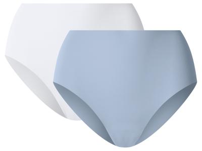 esmara Set van 2 corrigerende dames onderbroeken (Blauw/wit, XS (32/34))