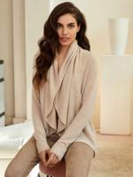Open organisch cashmere vest met sjaalkraag