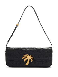 Palm Angels sac en cuir à plaque logo - Noir