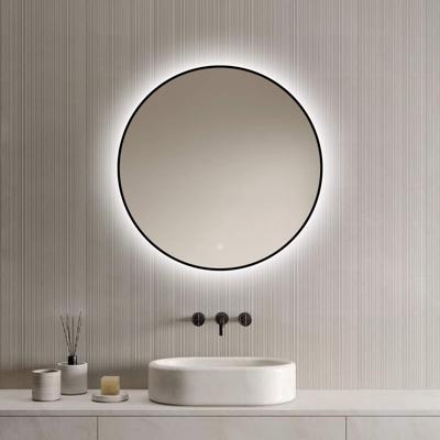 Loxa - Ronde Badkamerspiegel Ilona met Led 70cm - Zwarte omlijsting - Dimbaar - Condensvrij vlak- Duurzame kwaliteit - Eenvoudige installatie