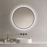 Loxa - Ronde Badkamerspiegel Ilona met Led 70cm - Zwarte omlijsting - Dimbaar - Condensvrij vlak- Duurzame kwaliteit - Eenvoudige installatie