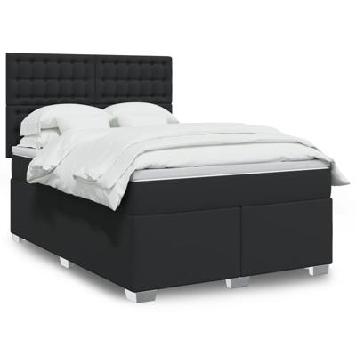 Boxspring met matras kunstleer zwart 140x200 cm