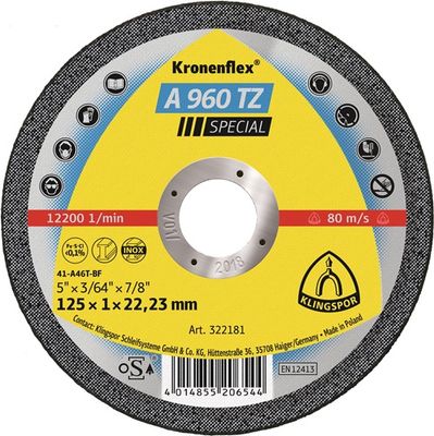 Klingspor Doorslijpschijf | D115x1mm recht | RVS | gat 22,23 mm | 25 stuks - 322180 322180