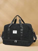 Solid Color Unisex Travel Luggage Zipper Tote Bag, Multifunctional With Independent Shoe Compartment, Large Capacity For Easy Outdoor Storage. Black_1 / One Size