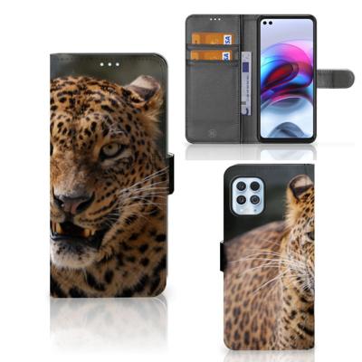 Motorola Moto G100 | Telefoonhoesje | Met pasjeshouder | Luipaard