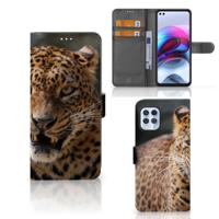 Motorola Moto G100 | Telefoonhoesje | Met pasjeshouder | Luipaard