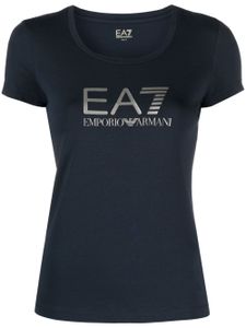 Ea7 Emporio Armani t-shirt en coton stretch à logo imprimé - Bleu