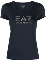 Ea7 Emporio Armani t-shirt en coton stretch à logo imprimé - Bleu - thumbnail