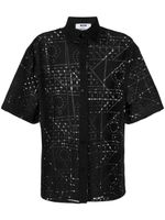 MSGM chemise en broderie anglaise à manches courtes - Noir