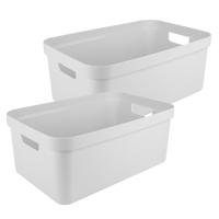 Sunware opbergbox Sigma Home - 2x - kunststof - 45 liter - wit - opberg dozen/bakken