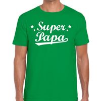 Super papa cadeau t-shirt groen voor heren - thumbnail