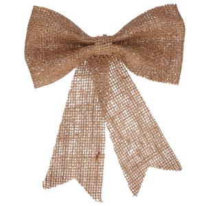 Decoris Kersthanger - strik - naturel - jute - glitters - 24 cm