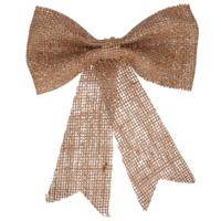 Decoris Kersthanger - strik - naturel - jute - glitters - 24 cm - thumbnail