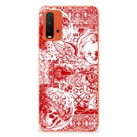 Silicone Back Case Xiaomi Poco M3 Angel Skull Rood - thumbnail