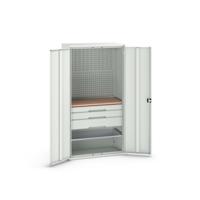 Bott Verso Systeemkast | 1050x550x2000mm | 1 Legbord | 3 Lades | 1 Perfo Achterwand | RAL 7035 - 16926572.16