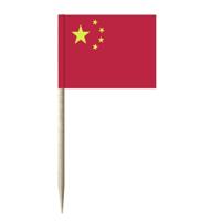Cocktailprikkers vlag China - 50x stuks - 8 cm vlaggetjes - landen decoratie - Prikkertjes