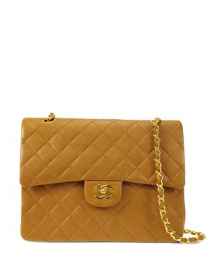 CHANEL Pre-Owned sac porté épaule Double Flap médium (1990) - Tons neutres
