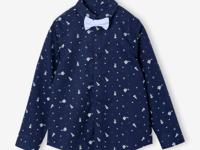 Kersthemd met print voor jongens blauw, bedrukt Kersthemd met print voor jongens blauw, bedrukt