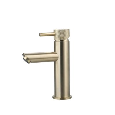 Wastafelmengkraan Opbouw Sanilux Mia Met Geribbeld Knop Goud Geborsteld Sanilux