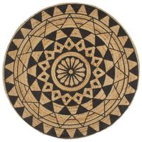 vidaXL Vloerkleed handgemaakt met zwarte print 150 cm jute - thumbnail