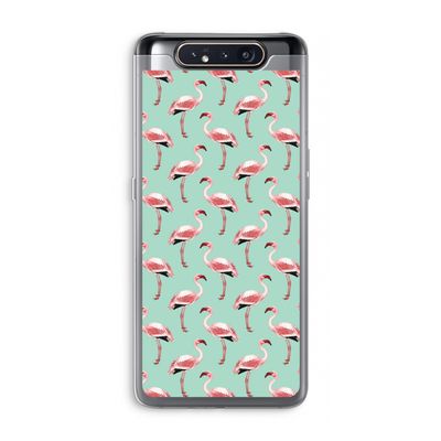 Flamingoprint groen: Samsung Galaxy A80 Transparant Hoesje
