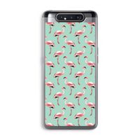 Flamingoprint groen: Samsung Galaxy A80 Transparant Hoesje