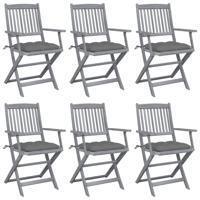 Tuinstoelen 6 st inklapbaar met kussens massief acaciahout