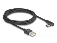 DeLOCK USB-A 2.0 male > USB-C male kabel 2 meter, gesleeved, 90° - thumbnail
