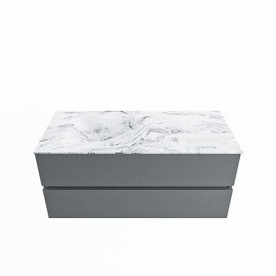 MONDIAZ VICA-DLUX 110cm badmeubel onderkast Plata 2 lades. Inbouw wastafel CLOUD links 1 kraangat, kleur Glace.