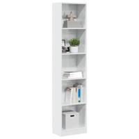 Boekenkast 40x24x176 cm bewerkt hout hoogglans wit