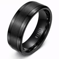 Wolfraam heren ring zwart geborstelde streep 8mm-23mm