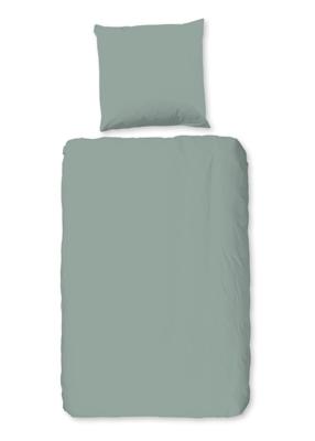 Good Morning Dekbedovertrek "uni dessin" - Groen - (135x200 cm) - Katoen Flanel