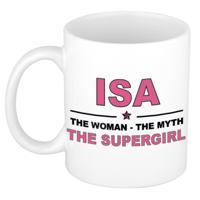 Isa cadeau mok - Woman Myth Supergirl - naam koffiemok - 300 ml - collega - moederdag