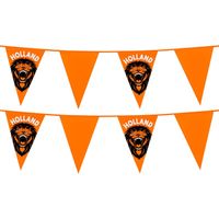 Vlaggenlijn XL - 2x - oranje met leeuw - 8 meter - 14 vlaggen - kunststof - Vlaggenlijnen - thumbnail