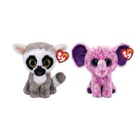 Ty - Knuffel - Beanie Boo's - Linus Lemur & Eva Elephant - thumbnail
